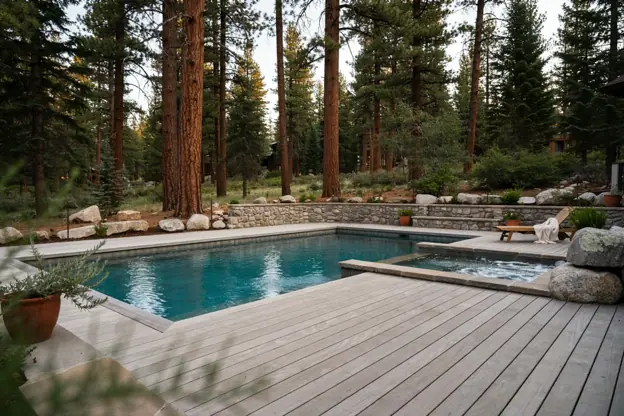 Pool and spa among ponderosa pines and granite boulders at a Prescott home